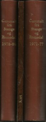 Gammalt frå Stange og Romedal 1971-1980. | 2 fine skinnbind i kassett. I egen lomme: 4 kartblad(alle?)  fra ca. 1820 + innbydelse til 50-årsjubileum 1981