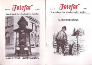 Fotefar. Landslaget for lokalhistorie i skolen.1979-1994 - 52 hefter. Navneetiketter