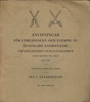 Anvisningar för utbildningen och exempel på övningars anordnande vid infanteriet och kavallæriet (utenom tjänsten til häst) (AUE 1K) Faställda genom AQ nr. 60/1944 Del 1. Gevärstjänst