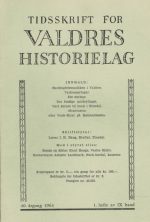 Tidsskrift for Valdres Historielag. 40. årg. 1963 1. hefte av IX band