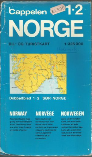 Cappelen Norge Dobbeltblad 1-2 Sør-Norge Bil- og turistkart 1:325000