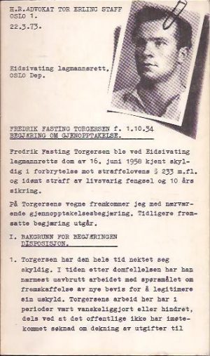 Begjæring om gjenopptakelse av saken mot Fredrik Fasting Torgersen