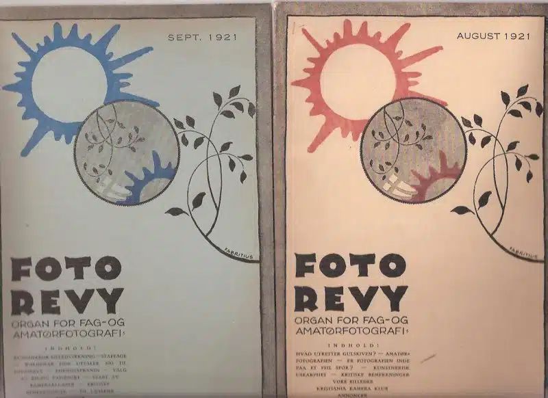 Foto-revy. Organ for fag- og amatørfotografi. Nr. 1. juli 1921 1. årgang, nr. 2 august 1921, nr. 3, nr. 4, nr. 5, nr. 6, nr. 1 1922 2. årg., nr. 2, nr. 3,nr. 4, nr. 5, nr. 6, nr. 7, nr. 8, nr.9, nr. 10, nr. 11, nr. 12, nr. 1 1923 3. årg. nr. 2, nr. 3, nr