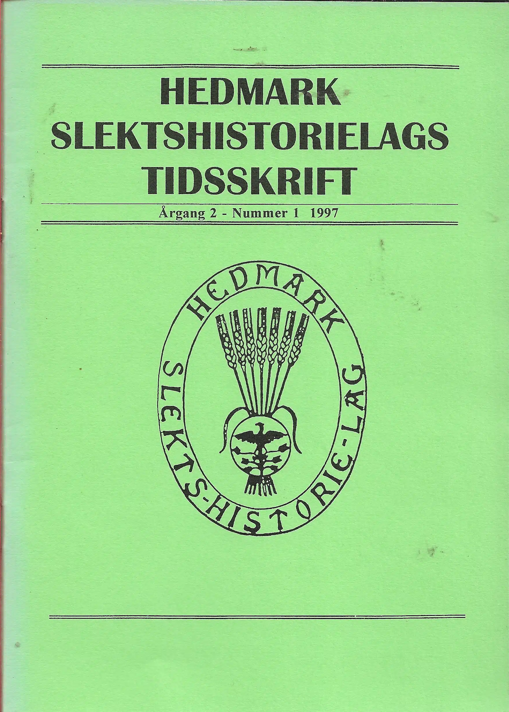 Hedmark slektshistorielags tidsskrift årgang 2 nr.1 1997
