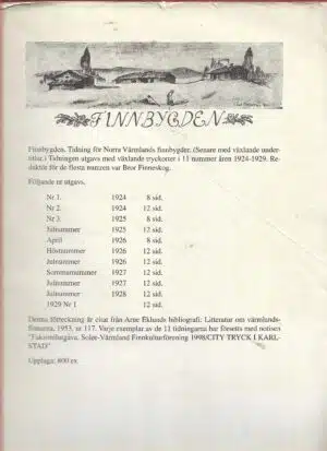 Finnbygden. Tidning för Norra Värmlands finnbygder 11 nummer 1924-1929