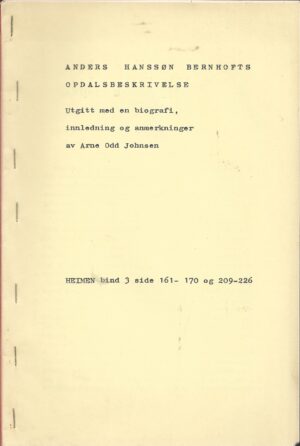 Johnsen, Arne Odd: Anders Hanssøn Bernhofts opdalsbeskrivelse - Bind 3