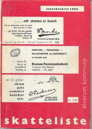 Skatteliste Elverum kommune inntektsåret 1968